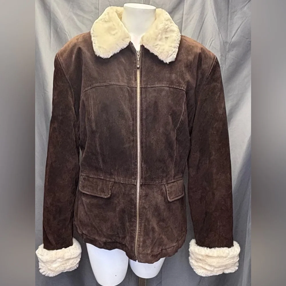 Wilson’s Rare Y2K Vintage Maxima Suede Leather Faux Fur Long Bomber Jacket XL